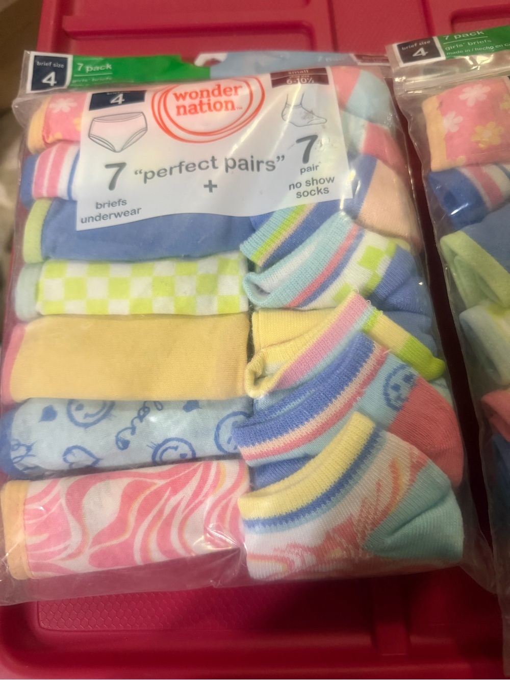 wonder nation Girls Briefs & No-Show Socks Set - Pastel Blue Pink Yellow Green